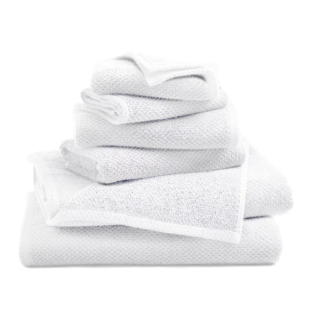 Madelinen 6 Piece Cotton Texture Towel Set in White, 2 Bath, 2 Hand, 2 Washcloth
